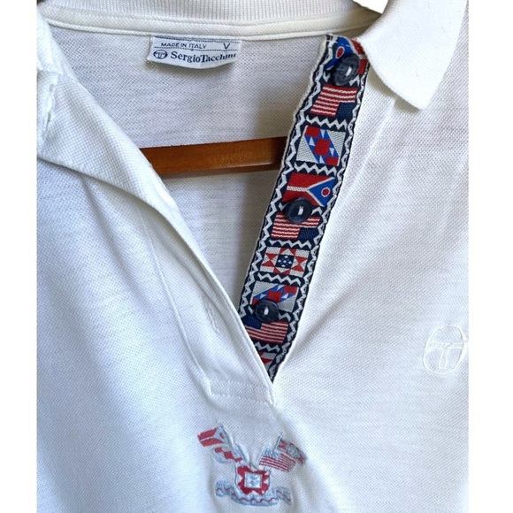 Vintage Sergio Tacchini White Polo Rugby  designer accent Women’s Size 14 - Picture 7 of 10